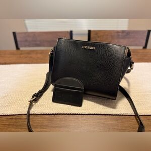 Steve Madden Black Leather Crossbody with Card Holder